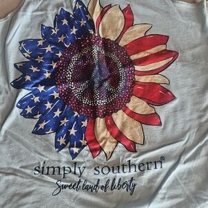 Simply Southern Liberty Sunflower Tank Top - Red, Blue, Cream